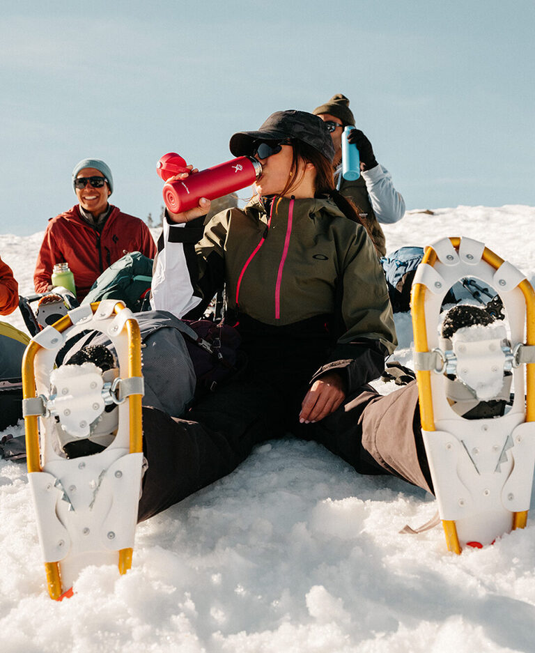 Colleague having fun at the skiing resort